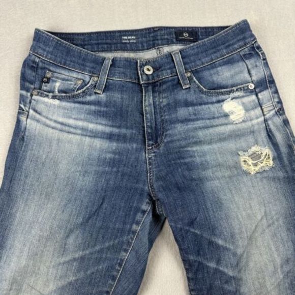 AG Adriano Goldschmied The Beau Slouchy Skinny Jeans Size 28R Women's Distressed - Picture 4 of 11
